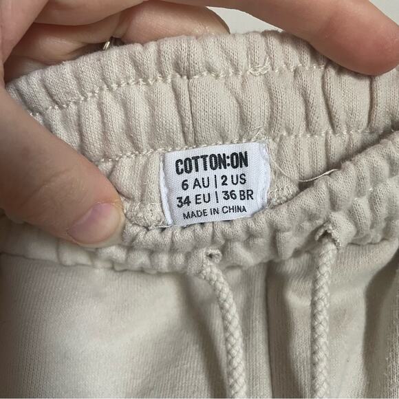 Cotton On Cream Athletic Sweat Shorts with Elastic Waistband - Picture 2 of 4